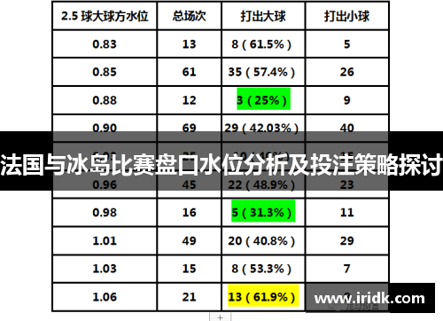 法国与冰岛比赛盘口水位分析及投注策略探讨